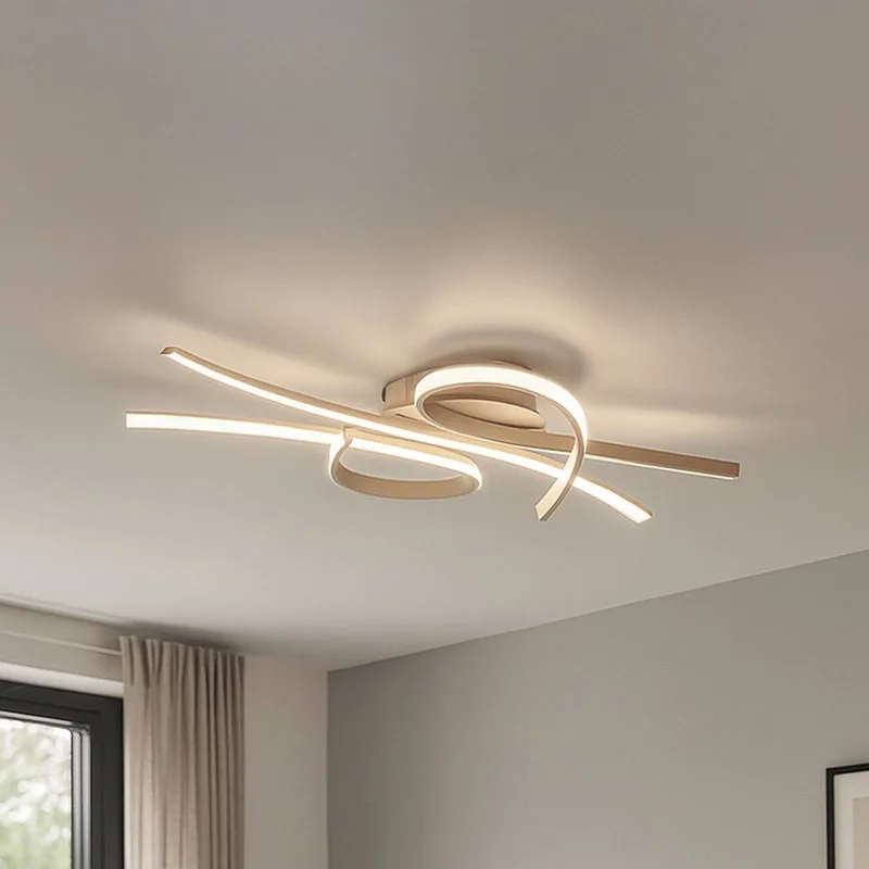 LED plafondlamp Biba, zandkleurig, lengte 100 cm, metaal, CCT från Fischer & Honsel i Zand – produktbild