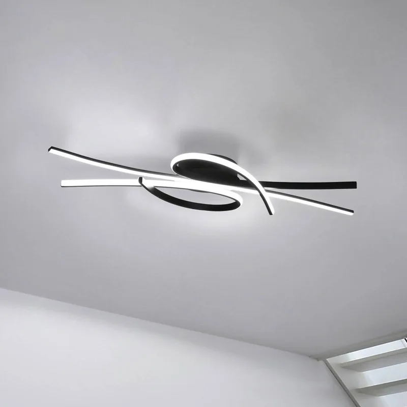 LED plafondlamp Biba, zwart, lengte 100 cm, metaal, CCT de Fischer & Honsel en Zwart mat – photo produit
