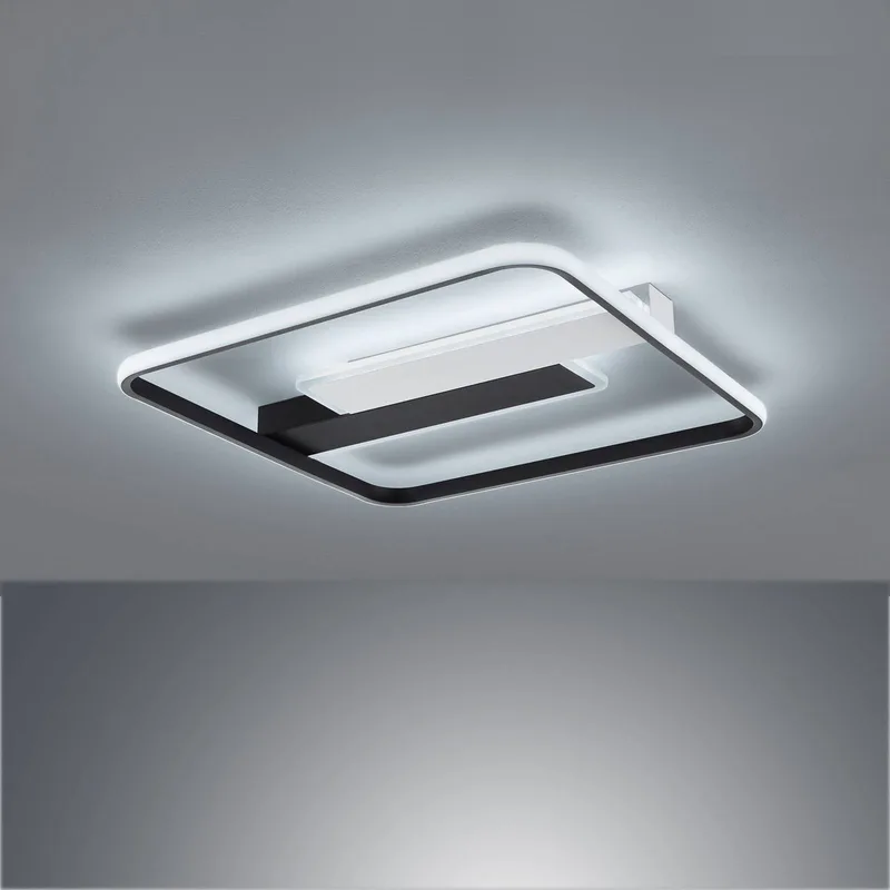 LED plafondlamp Blithe 50x50cm, frames de Fischer & Honsel en Blanc, Zandzwart – photo produit