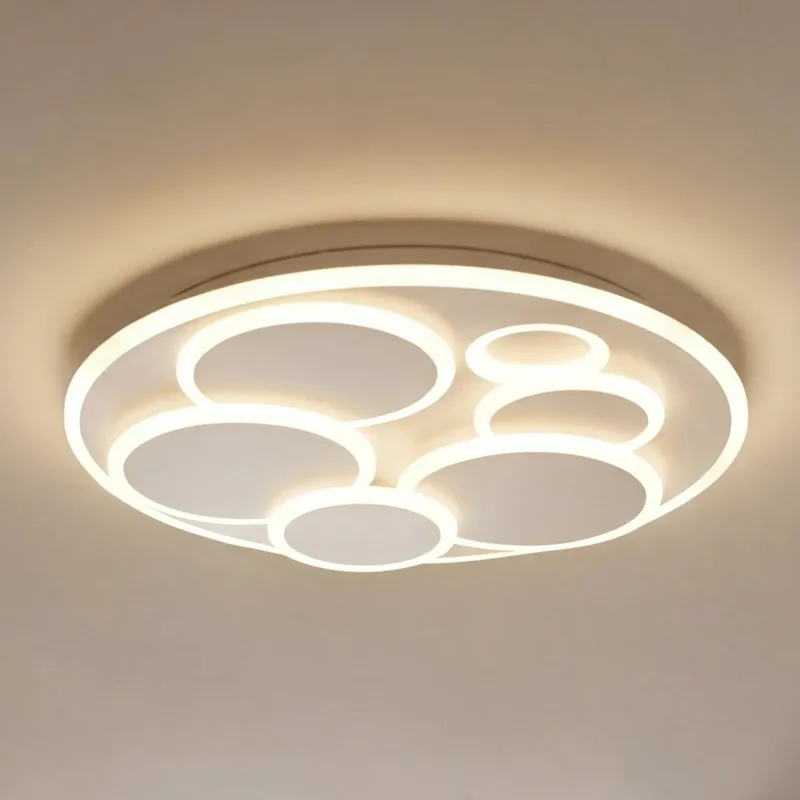 LED plafondlamp Dots, wit, Ø 50 cm, metaal/acryl, CCT de Fischer & Honsel en Blanc, Gris – photo produit