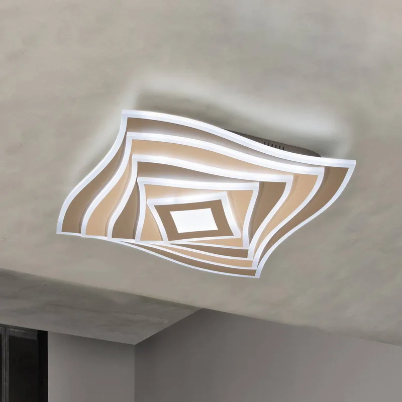 LED plafondlamp HERO, greige, 50x50 cm afstandsbediening CCT dimbaar från Fischer & Honsel i Grijsbruin – produktbild