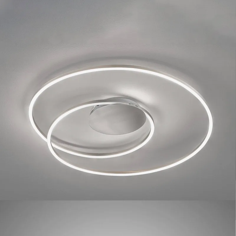LED plafondlamp HOLY, nikkel, Ø 68 cm, afstandsbediening, CCT de Fischer & Honsel en Nikkel mat, Blanc – photo produit