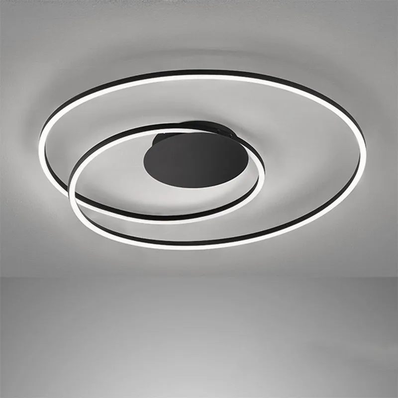 LED plafondlamp HOLY, zwart, Ø 49 cm, afstandsbediening, CCT från Fischer & Honsel i Zandzwart, Vit – produktbild