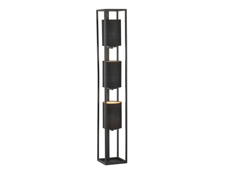 LED Stehlampe, Leuchtmittel dimmbar, LED wechselbar, Warmweiß, kleine Designer Bodenleuchte 130cm Lampenschirm innen Gold LED dimmbar de Fischer & Honsel en Noir – photo produit