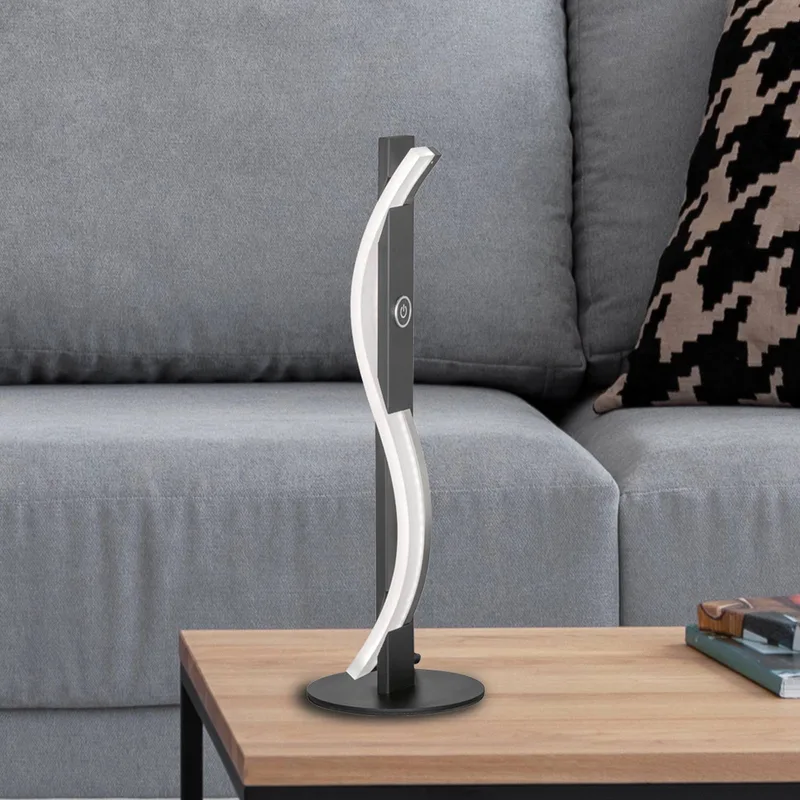 LED tafellamp BRIDGE, zwart, hoogte 41 cm, metaal, dimmer från Fischer & Honsel i Svart, Mat nikkel – produktbild