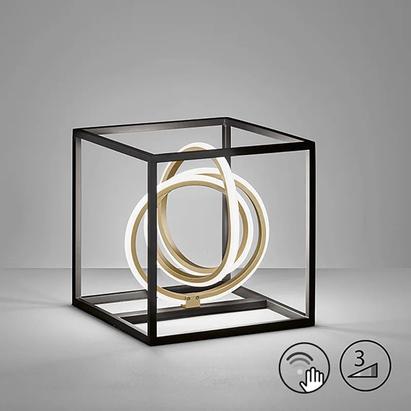 Gisi LED-bordlampe, kan dæmpes i tre trin fra Fischer & Honsel i Mat zwart, Guld – produktbillede