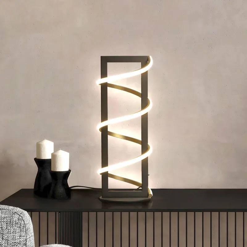 LED tafellamp Gwen, zwart, hoogte 45 cm, CCT, touchdimmer från Fischer & Honsel i Svart, Guld – produktbild