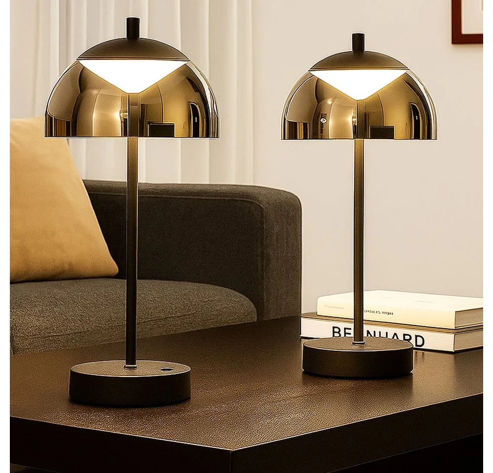 LED Tischleuchte, LED-Leuchtmittel fest verbaut, Tischleuchte LED Nachttischlampe Schreibtisch CCT Touchdimmer 2er Set fra Fischer & Honsel i Grå – produktbillede