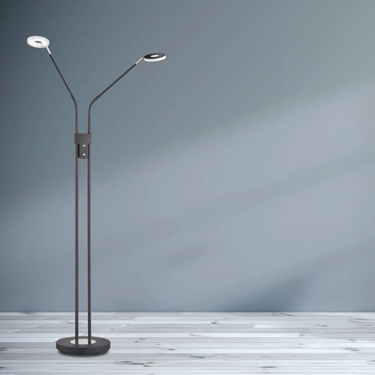 LED floor lamp Dent, dimmable, CCT, 2 x 6W black de Fischer & Honsel en Mat zwart – photo produit 2 sur 4