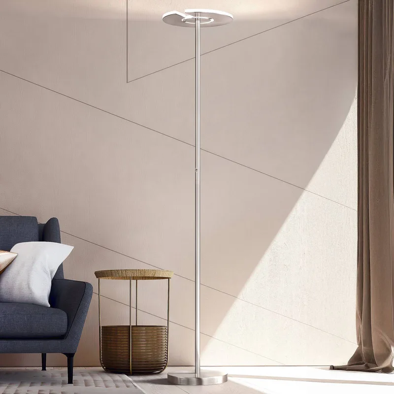 LED vloerlamp Dent, mat nikkel/chroom, 180 cm, CCT, 1-lamp. från Fischer & Honsel i Mat nikkel, Krom – produktbild