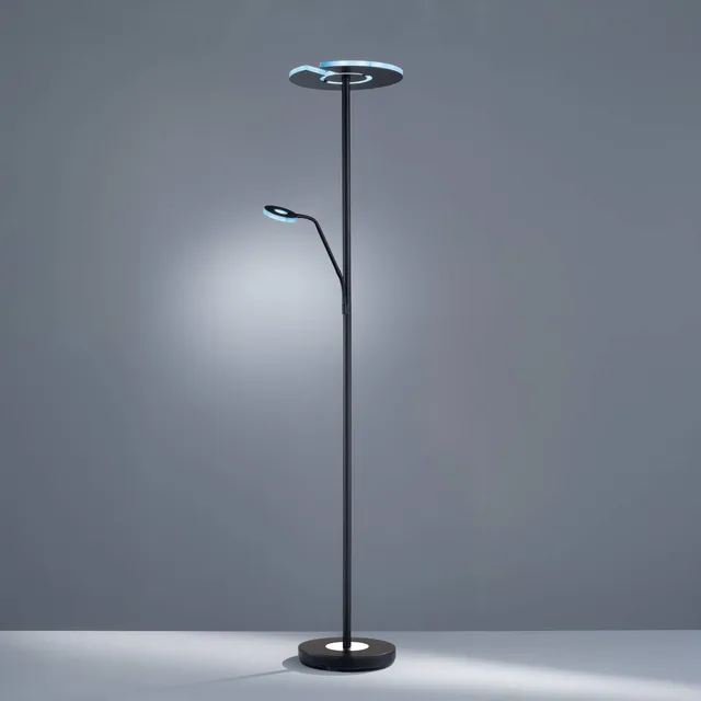 LED floor lamp Dent, black, 180 cm, CCT, 2-lamps fra Fischer & Honsel i Zwart mat – produktbillede 3 af 5