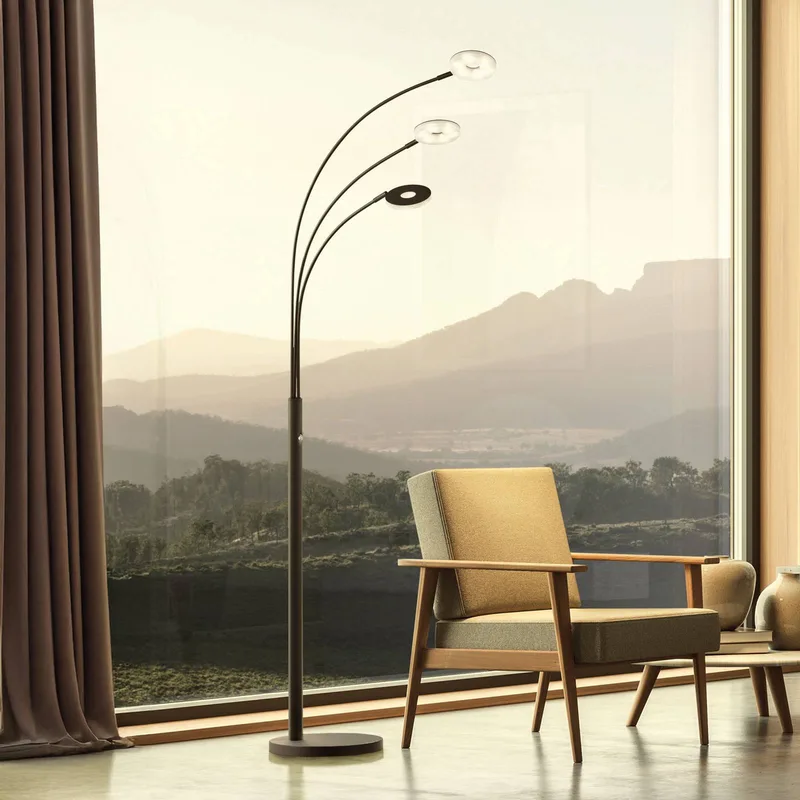 LED vloerlamp Dent, zwart, 185 cm, metaal, CCT, 3-lamps. från Fischer & Honsel i Zwart mat – produktbild