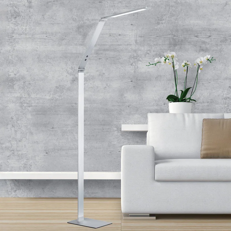 LED-golvlampa Geri med sensordimmer och CCT, aluminium från Fischer & Honsel i Aluminium, Wit gesatineerd – produktbild