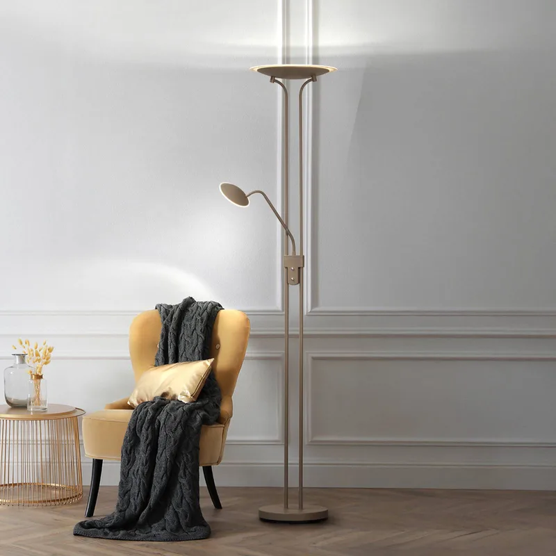 LED-Stehlampe Tallri, greige Höhe 180 cm 2-flg. CCT Touchdim von Fischer & Honsel in Grijsbruin – Produktfoto