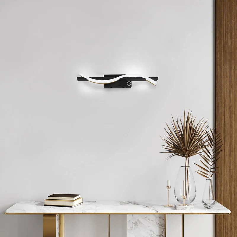 LED-væglampe Bridge bevægelsessensor dæmpbar CCT sort fra Fischer & Honsel i Zwart mat, Bladgoud, Wit gesatineerd – produktbillede