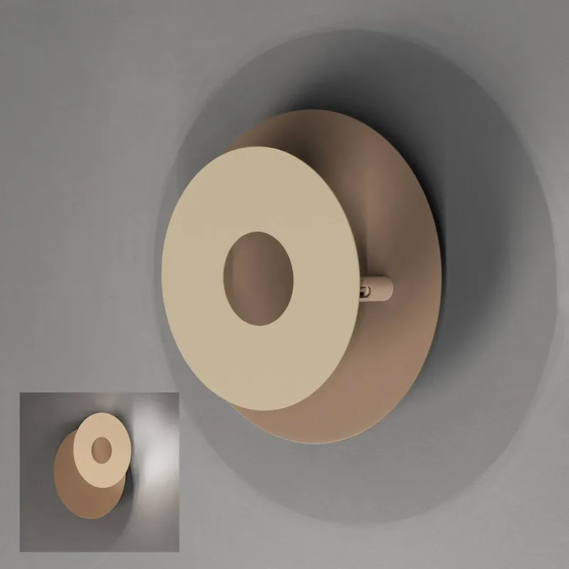 LED wandlamp Hennes, greige/zandkleurig, Ø 18 cm, metaal från Fischer & Honsel i Grå, Zand – produktbild