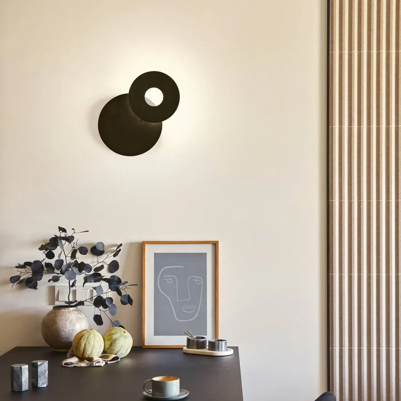 LED wandlamp Hennes, Ø 18 cm, zwart fra Fischer & Honsel i Zwart mat – produktbillede