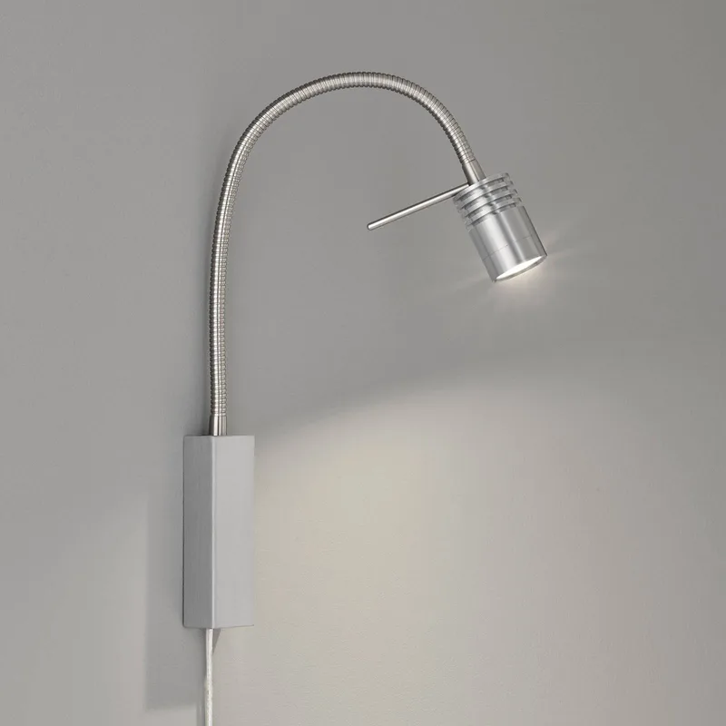 LED-Wandlampe River Flexarm, Schirm Metall gerillt von Fischer & Honsel in Mat nikkel – Produktfoto