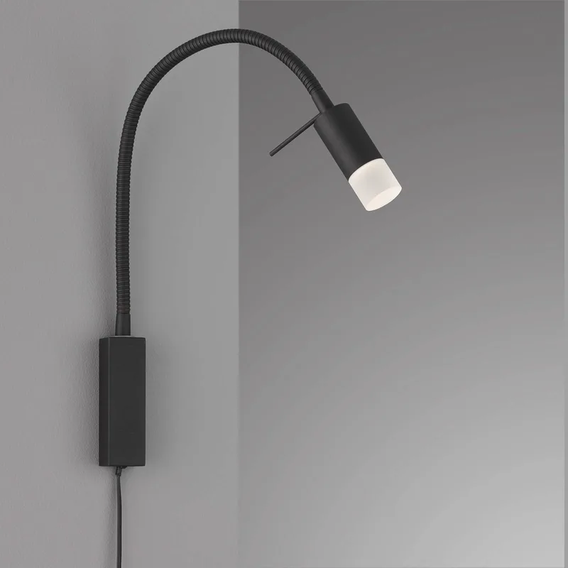 LED wandlamp Seng, flexibele arm, met diffusor von Fischer & Honsel in Zandzwart, Weiß – Produktfoto