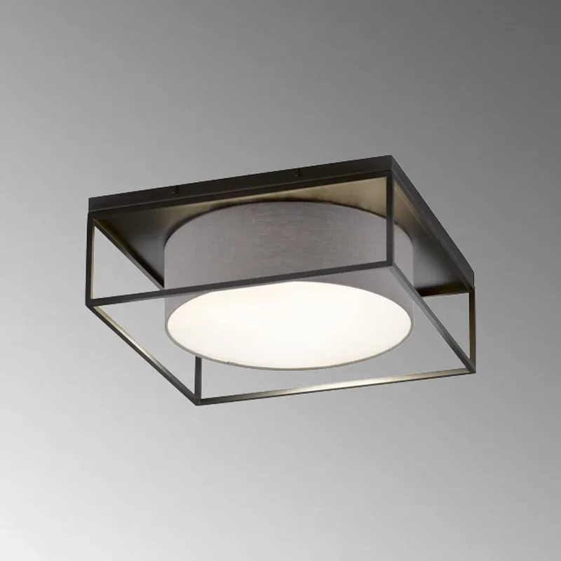 Deckenleuchte Carre 60x60cm Stoffschirm grau von Fischer & Honsel in Schwarz, Grau – Produktfoto