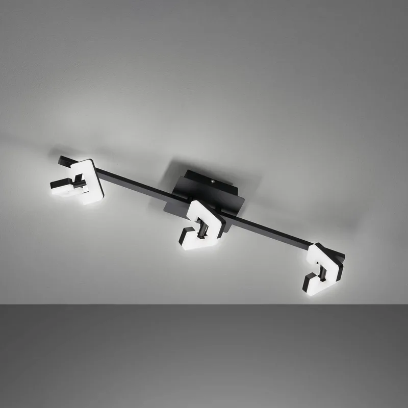 Ray plafondlamp LED, 60 cm, 3-lamps, zwart, metaal by Fischer & Honsel in Black, White – product photo