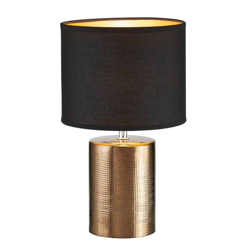 Tafellamp Bronz, cilindrisch, zwart/brons fra Fischer & Honsel i Sort, Antiek brons, Guld – produktbillede