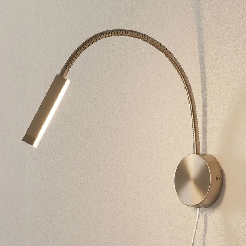 Traploos dimbare LED wandlamp Raik met stekker de Fischer & Honsel en Mat nikkel, Blanc – photo produit