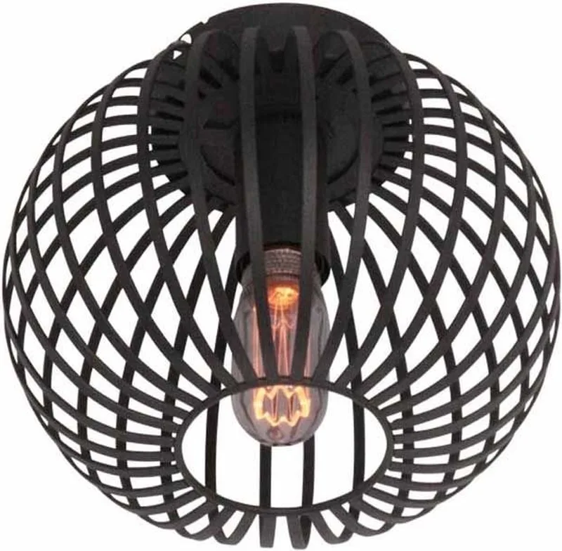 Aglio plafondlamp - met metalen spijlen - kap Ø25 cm - excl. E27 lichtbron by Freelight in Black – product photo