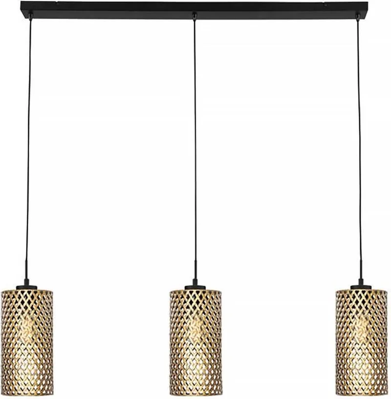 Cestino Hanglamp 3 lichts b:100cm zwart / Modern de Freelight en Or – photo produit