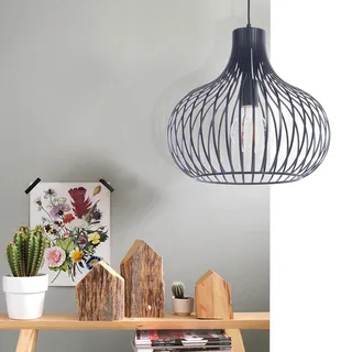Draadlamp hanglamp Aglio | zwart | metaal | 160 cm | Ø 38 cm | modern / landelijk design fra Freelight – produktbillede 2 af 3