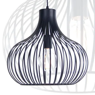 Draadlamp hanglamp Aglio | zwart | metaal | 160 cm | Ø 38 cm | modern / landelijk design fra Freelight – produktbillede 1 af 3