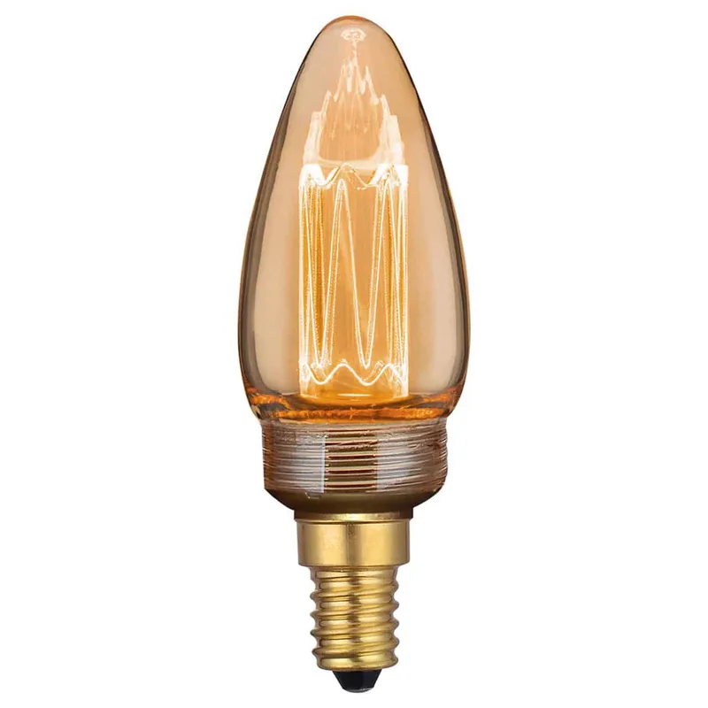 Freelight 3 standen lamp Kaars Ø35mm, LED, Goud Glas, Lang Filament, 240V 2W 60lm E14 1800K de Freelight – photo produit
