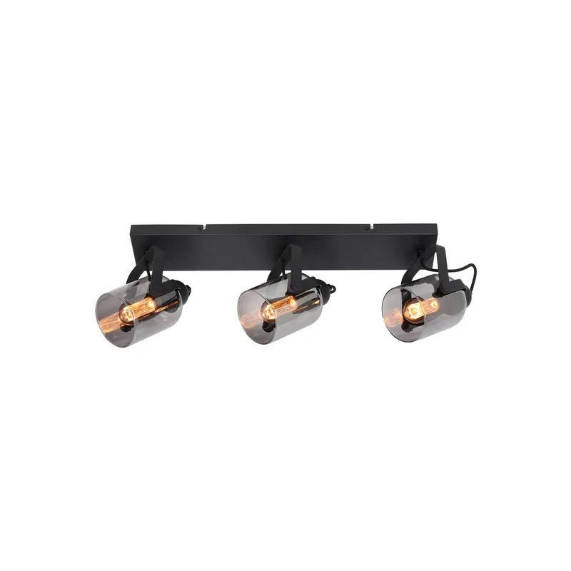 Fumoso plafondspot, lengte 61 cm, zwart/grijs, 3-lamps. by Freelight in Black, Rookgrijs – product photo