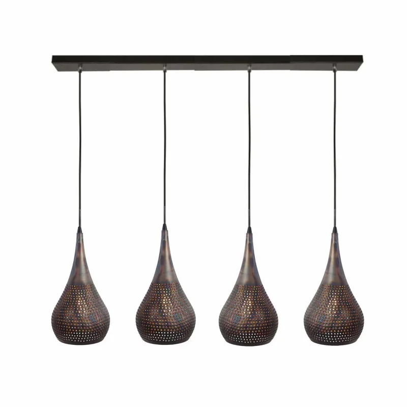 Hanglamp | 160 cm | fori hanglampen | 4 lichts | E27 | bruin zwart | metaal | industriële moderne fra Freelight – produktbillede 1 af 3
