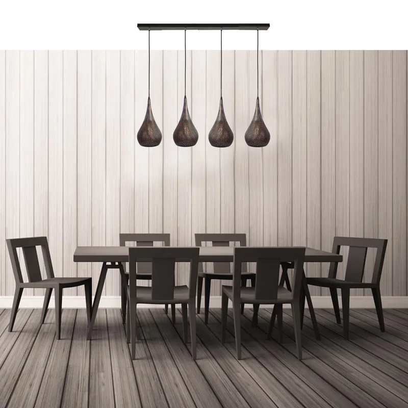Hanglamp | 160 cm | fori hanglampen | 4 lichts | E27 | bruin zwart | metaal | industriële moderne fra Freelight – produktbillede 2 af 3
