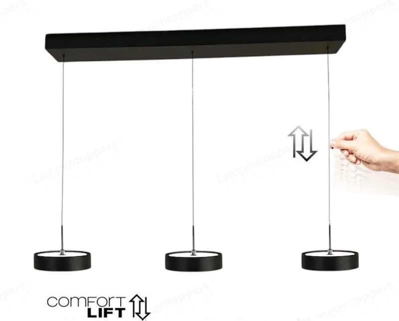 Hanglamp Alieno 3 lichts L 90 cm comfortlift van Freelight in Zwart – productfoto