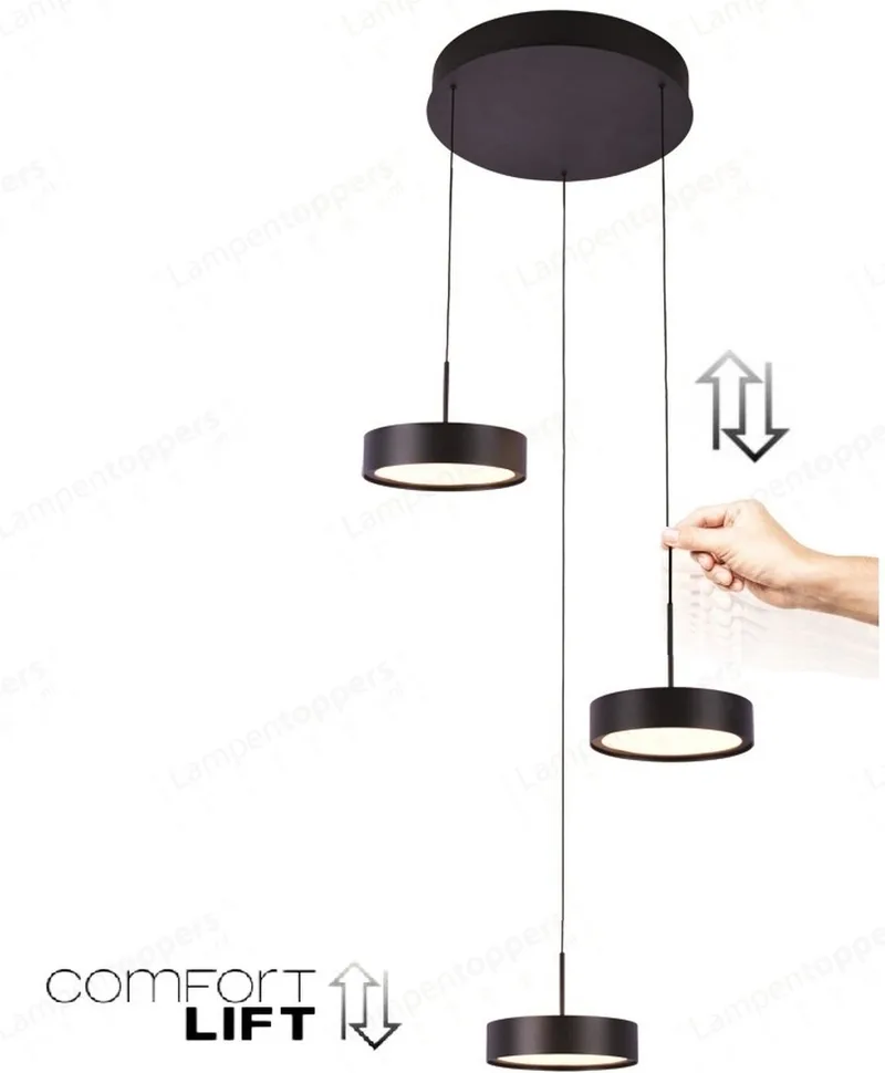 Hanglamp Alieno 3 lichts Ø 33 cm comfortlift von Freelight in Schwarz – Produktfoto