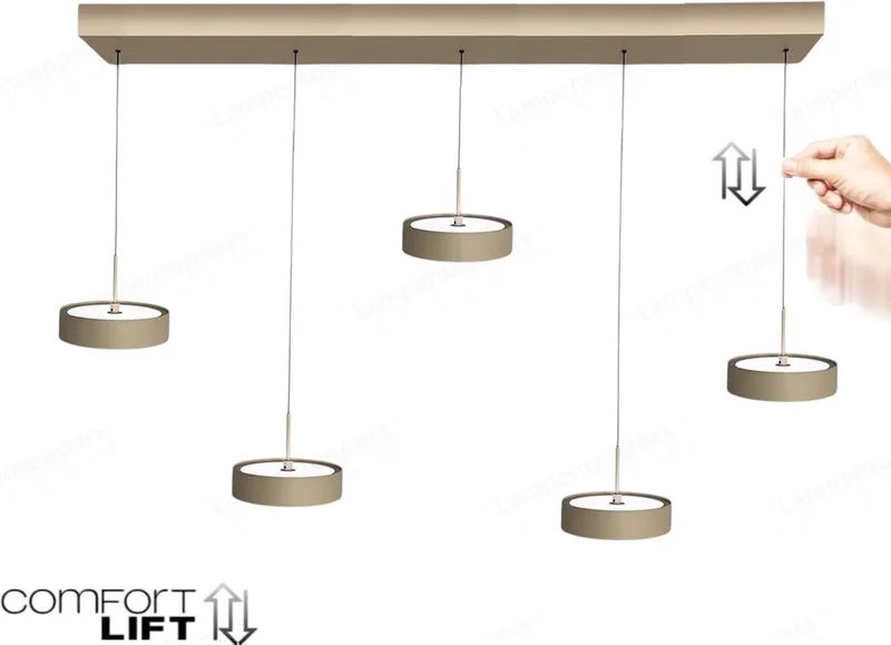 Hanglamp Alieno 5 lichts L 120 cm comfortlift von Freelight in Beige – Produktfoto