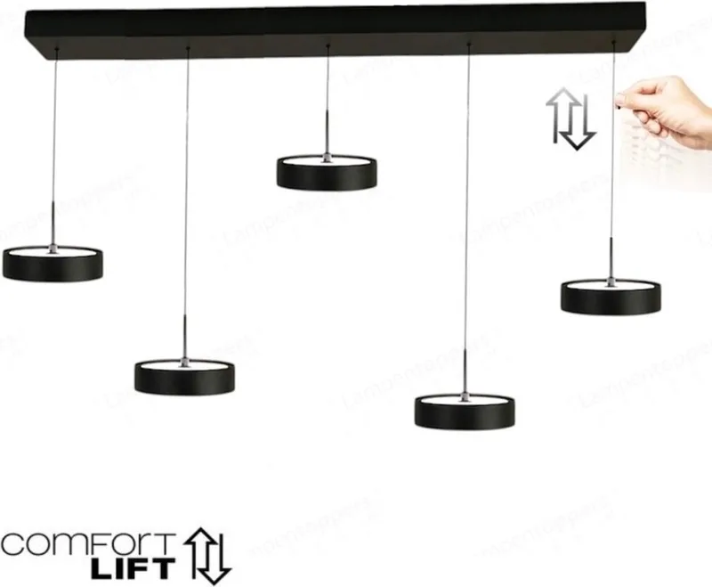 Hanglamp Alieno 5 lichts L 120 cm comfortlift de Freelight en Noir – photo produit
