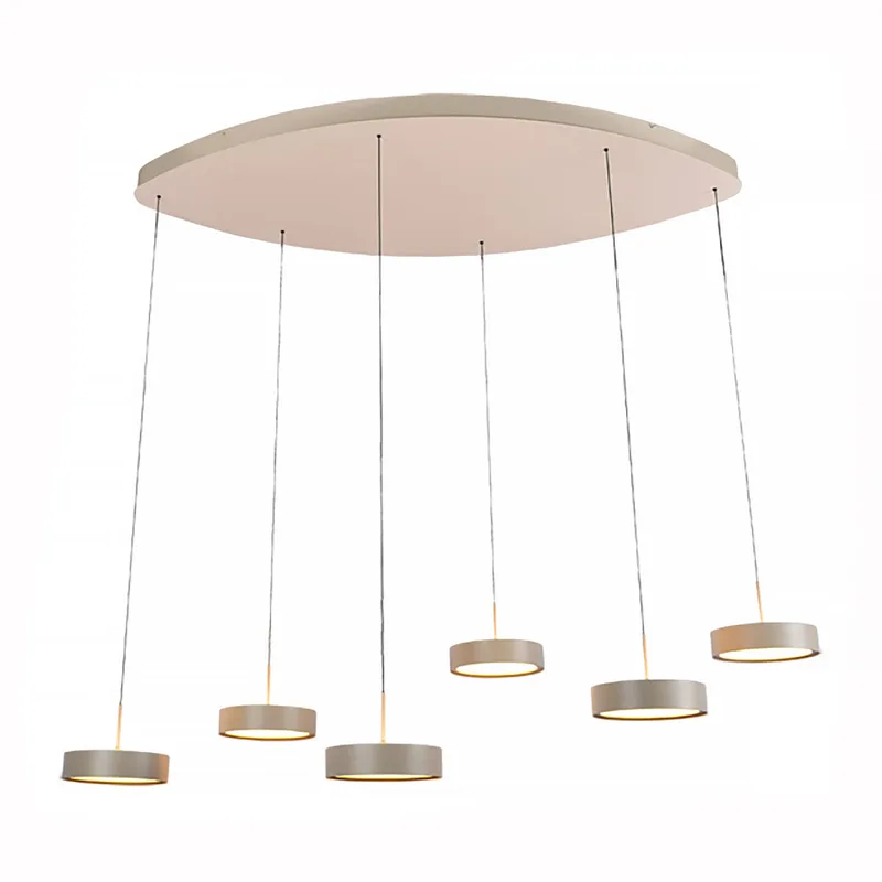 Hanglamp Alieno 6 lichts ovaal L 120 cm comfortlift beige de Freelight – photo produit
