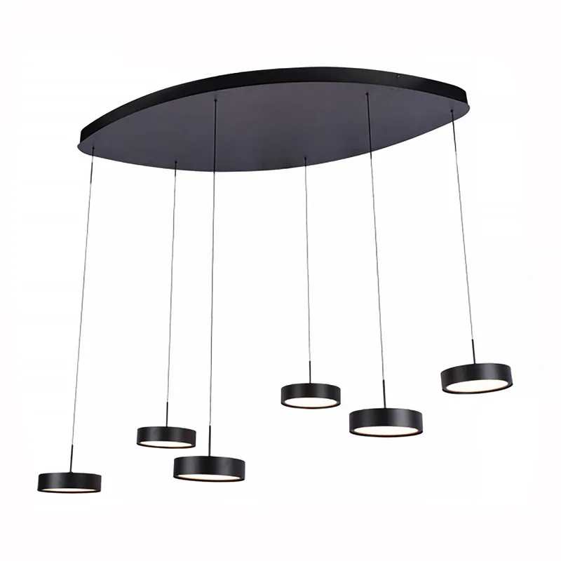 Hanglamp Alieno 6 lichts ovaal L 120 cm comfortlift zwart de Freelight – photo produit