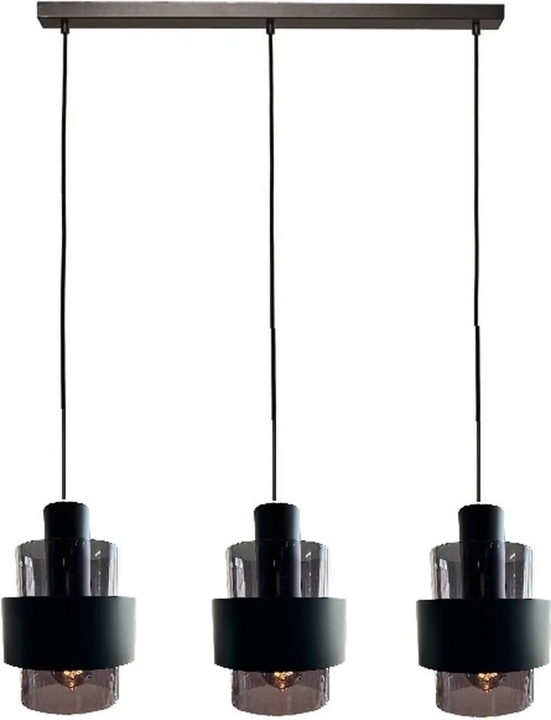 Hanglamp Chiasso 3 lichts L100 cm de Freelight en Noir – photo produit