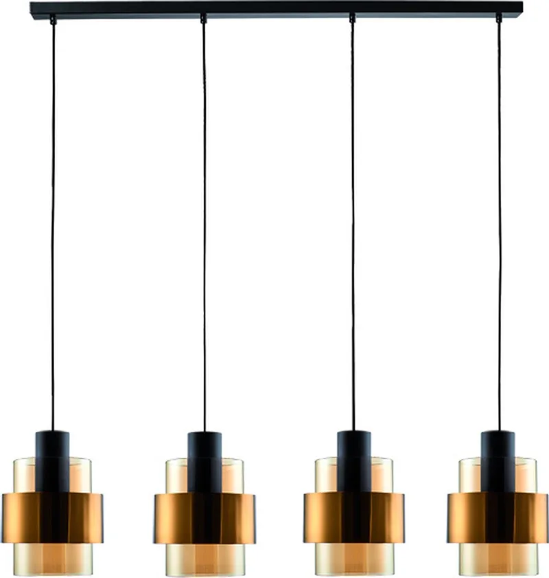 Hanglamp Chiasso 4 lichts L120 cm goud von Freelight in Schwarz – Produktfoto