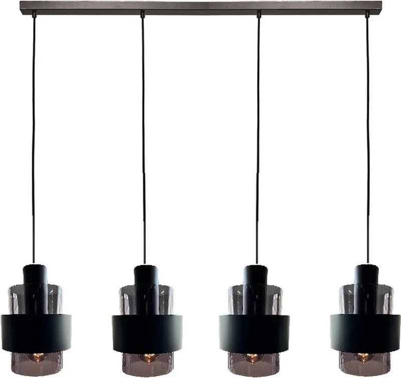Hanglamp Chiasso 4 lichts L120 cm zwart von Freelight in Schwarz, Smoke – Produktfoto