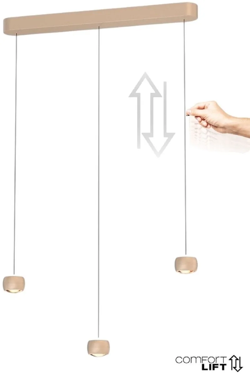 Hanglamp Cosmo 3 lichts L 90 cm comfortlift de Freelight en Beige – photo produit