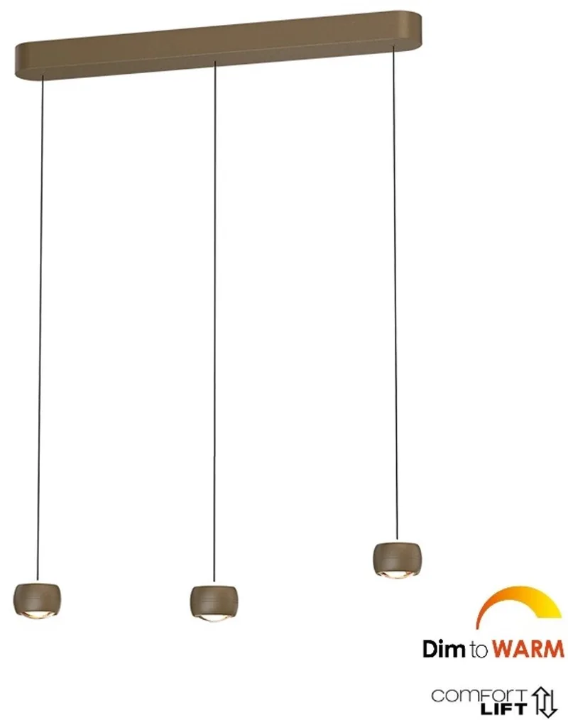Hanglamp Cosmo 3 lichts L 90 cm comfortlift de Freelight en Brons goud – photo produit