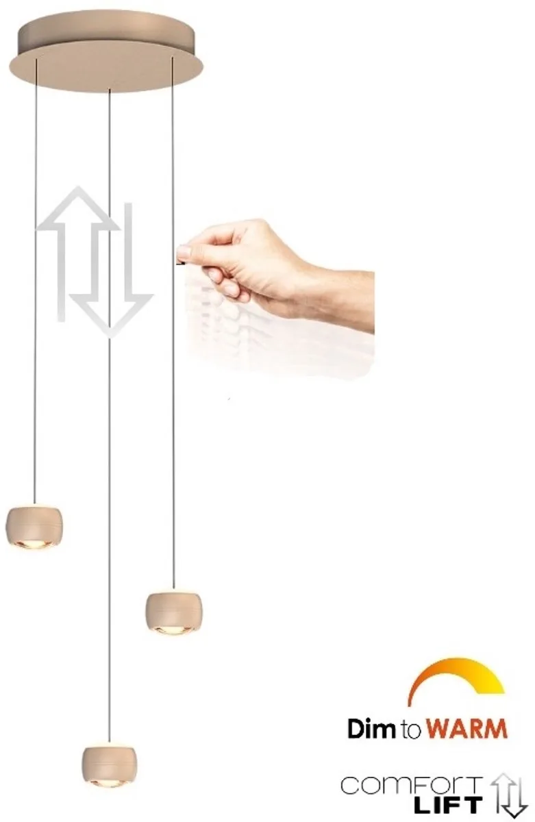 Hanglamp Cosmo 3 lichts Ø 35 cm comfortlift de Freelight en Beige – photo produit