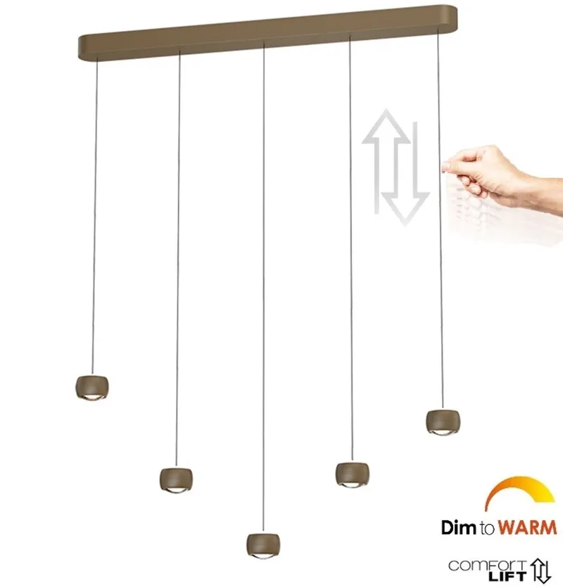 Hanglamp Cosmo 5 lichts L 120 cm comfortlift de Freelight en Brons goud – photo produit