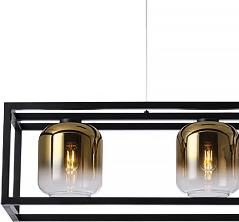 Hanglamp Dentro 3 lichts L 110 cm goud glas zwart de Freelight en Noir, Or – photo produit