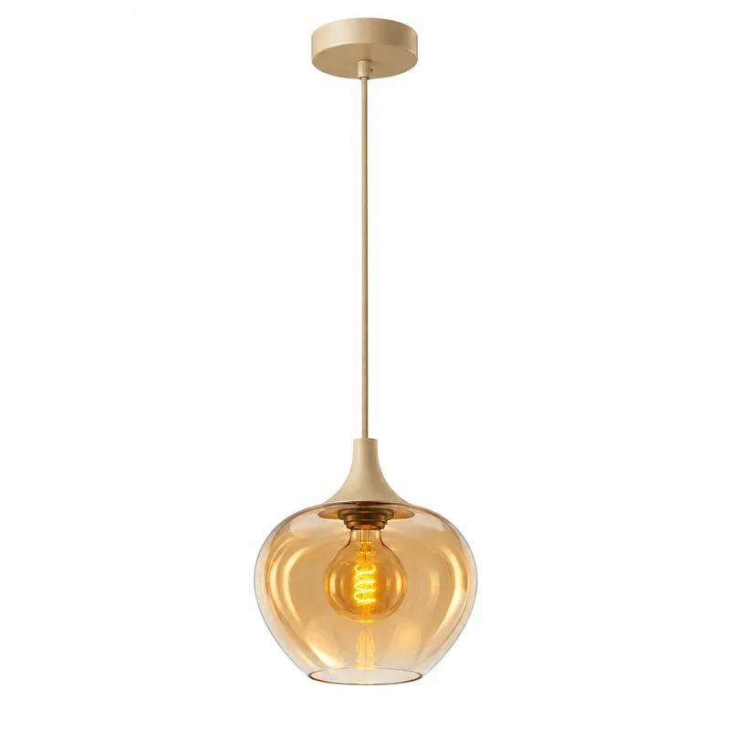 Hanglamp Fresu Crème Amber Glas Ø 24 cm E27 de Freelight en Crème & Amber – photo produit